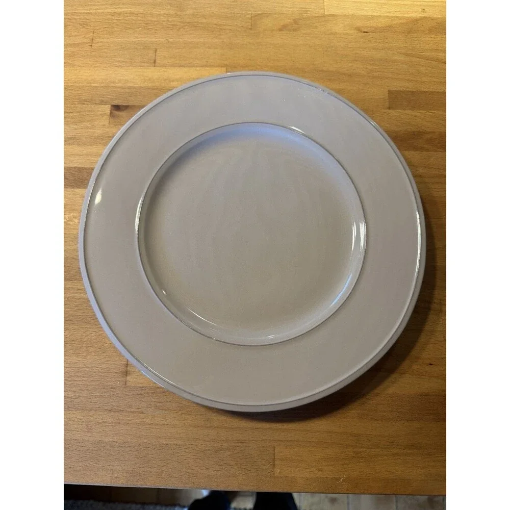 Sur La Table Dinner  Plates Set Of 2 Grey Shiny  Darker Grey Rim